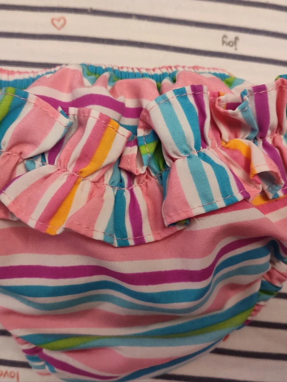 Ruffle Butts Pink Striped & Rainbow Striped Diaper Covers
